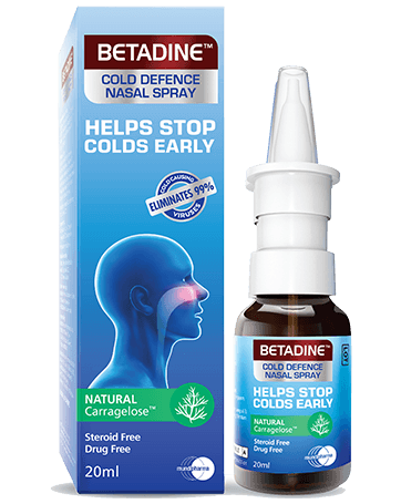 betadine cold defence nasal spray bottle with
